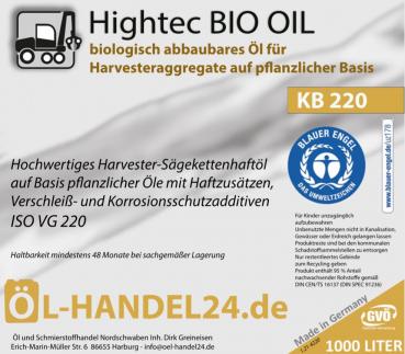 KB 220 (1000 Liter) Harvester Öl - "Blauer Engel" nach RAL-UZ 178